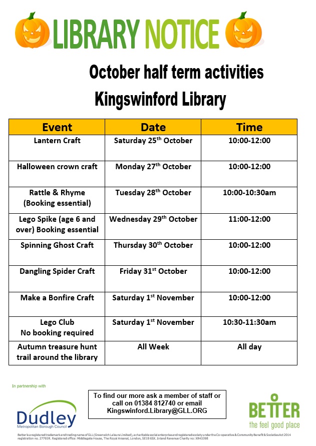 Kingswinford Library - Children's Half Term Activities